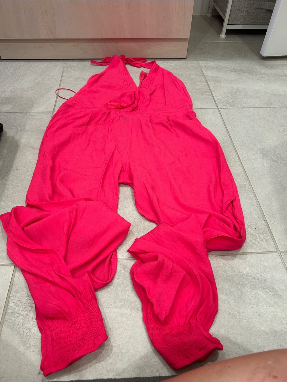 Olivaceous Fuchsia Halter Jumpsuit